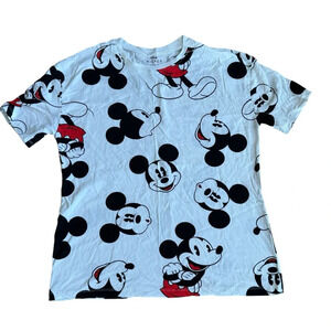 Disney White Mickey Face T-Shirt Short Sleeve XL